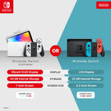 NINTENDO Switch (modello Oled) Rosso neon/Blu neon, schermo 7 pollici, Blu, Rosso