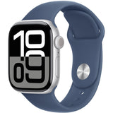 APPLE Watch Series 10 GPS 42mm in alluminio color argento con cinturino Sport denim - S/M
