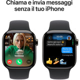 APPLE Watch Series 10 GPS + Cellular 42mm in titanio color ardesia con cinturino Sport nero - S/M